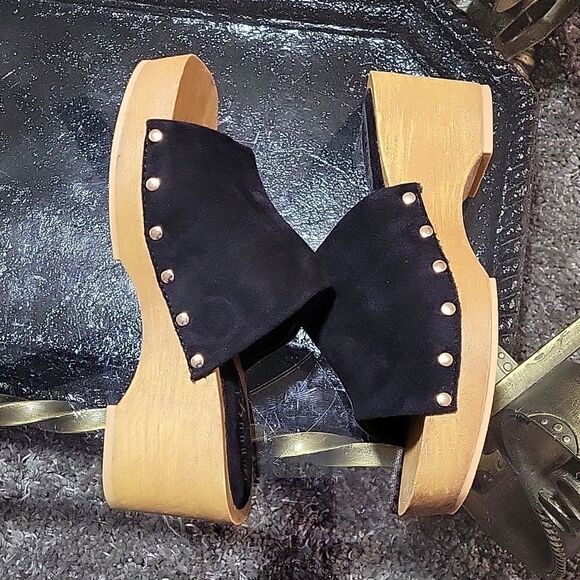 BRAND NEW ROUGE HELUIM SUEDE WOODEN BLOCK HEEL SANDAL - Picture 7 of 16